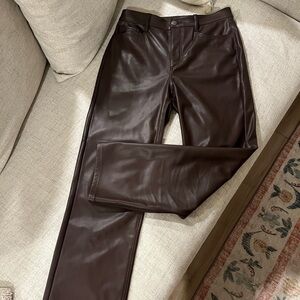 Loft Petite Five Pocket Straight Pants in Faux Leather